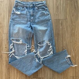 American Eagle Highest Rise Baggy Straight Strigid Jeans Womens size 6 Regular